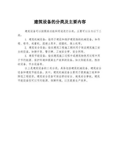 建筑设备的分类及主要内容