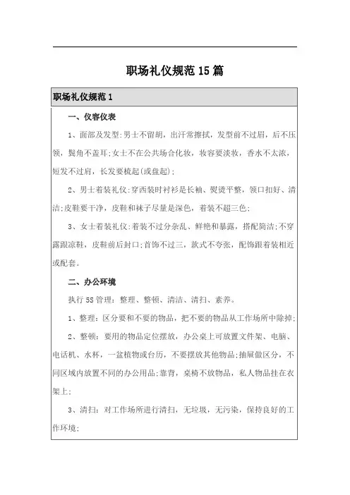 职场礼仪规范15篇