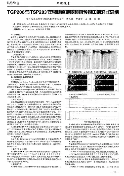 TGP206与TSP203在某隧道地质超前预报中的对比总结