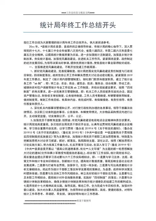 2019年最新统计局信访年终总结工作总结文档【五篇】