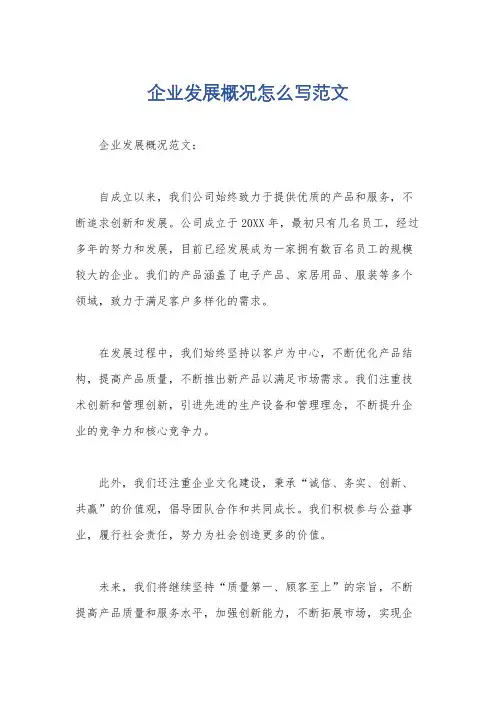 企业发展概况怎么写范文