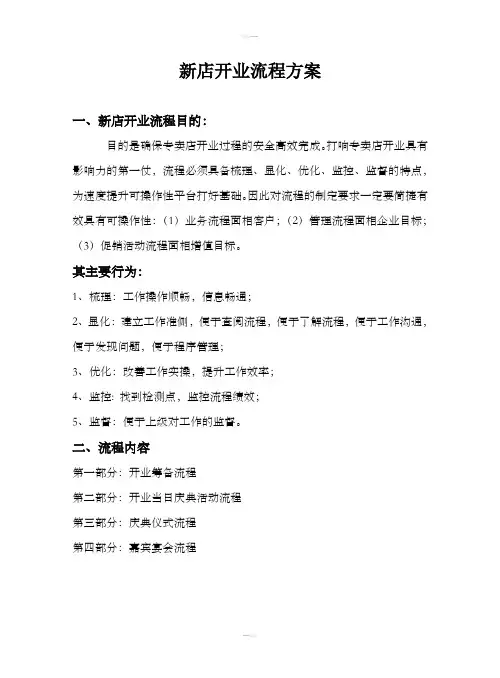 新店开业流程表文档
