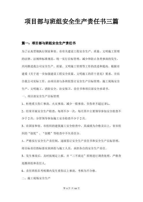 项目部与班组安全生产责任书三篇