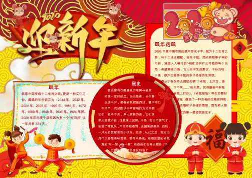 2020年新年快乐手抄报小报WORD模板(推荐)