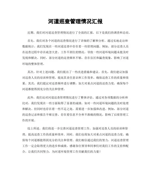 河道巡查管理情况汇报