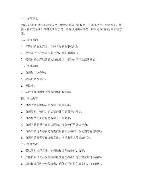 白酒专项抽检方案