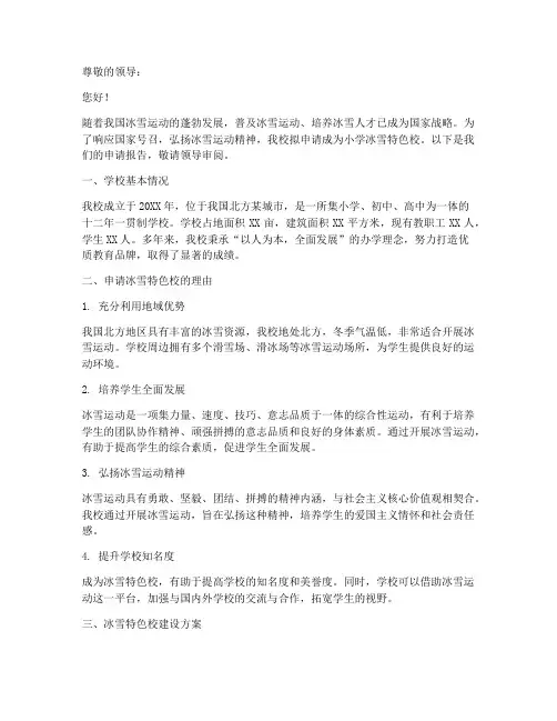 小学冰雪特色校申请报告