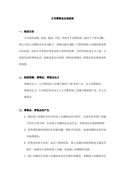 公司滞销品处理机制