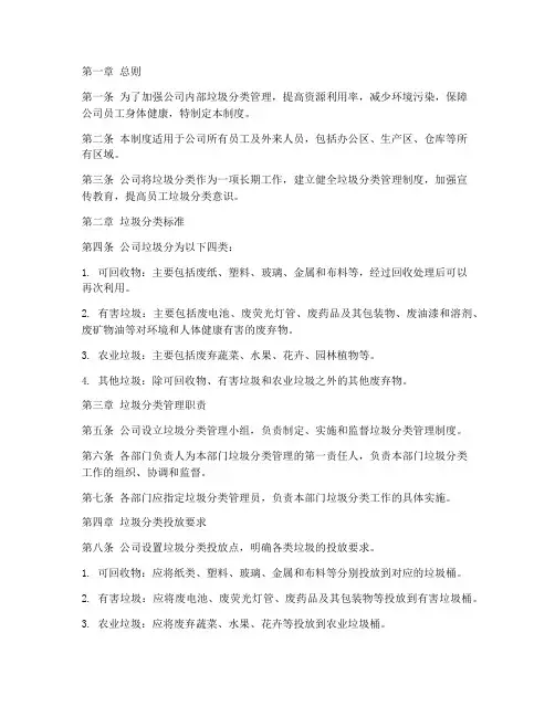 公司垃圾分类管理制度范本
