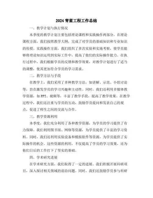 2024青蓝工程工作总结
