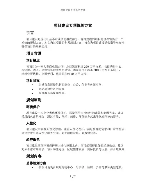 项目建设专项规划方案