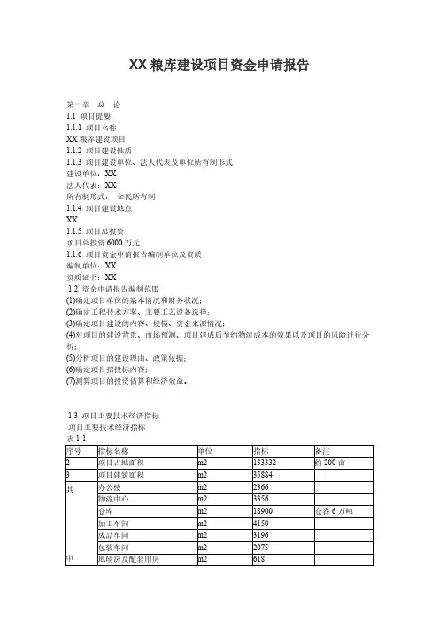 XX粮库建设项目资金申请报告-推荐下载