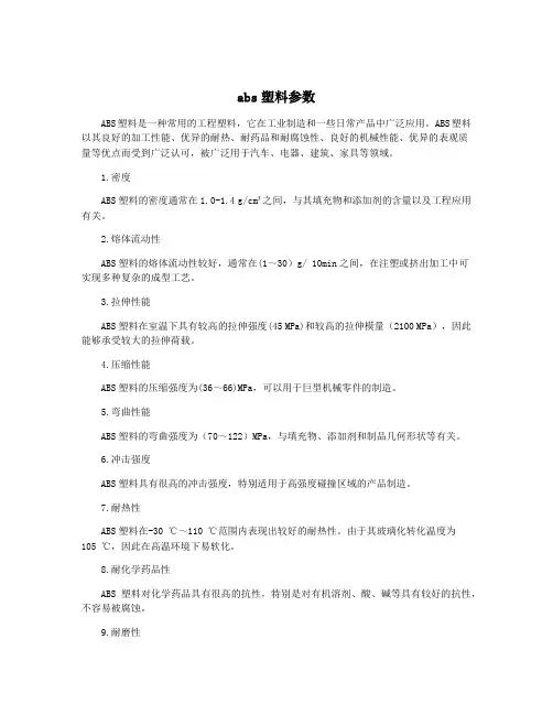 abs塑料参数