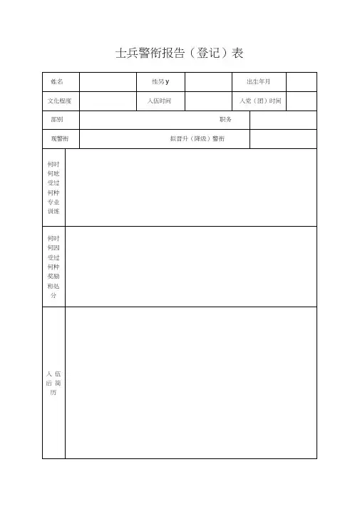 (word完整版)部队(档案)常用表格大全,推荐文档