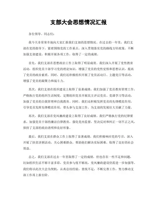 支部大会思想情况汇报