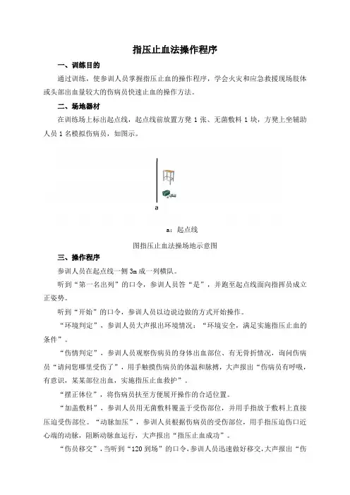 指压止血法操作程序及评定标准