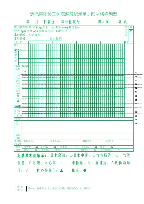 麻醉记录单模板