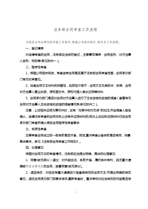 法务合同审查工作流程【范本模板】