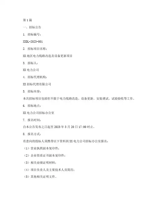 电力施工改造招标文件(3篇)
