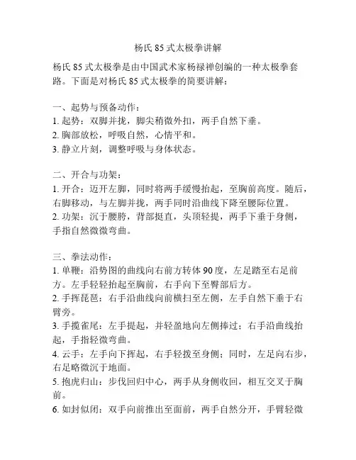 杨氏85式太极拳讲解