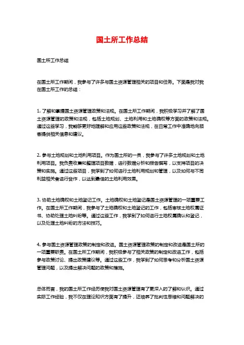 国土所工作总结