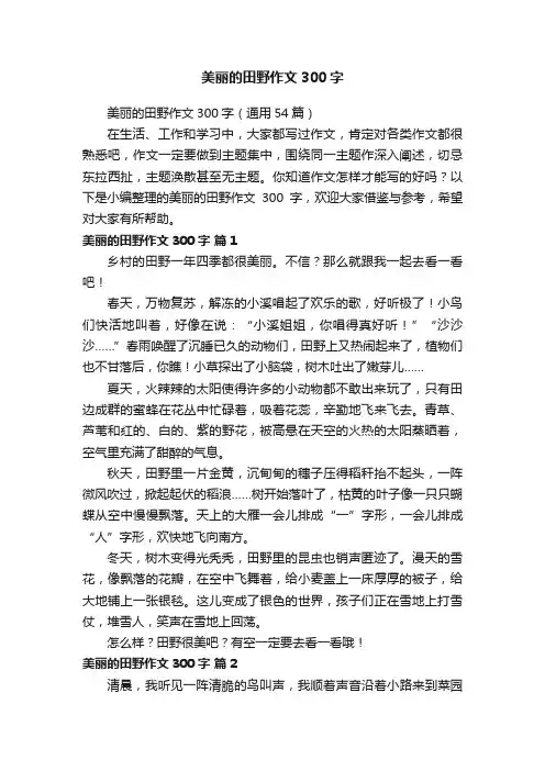 美丽的田野作文300字