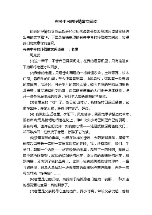 有关中考的抒情散文阅读