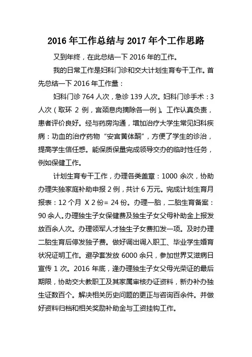 2016总结与2017工作思路
