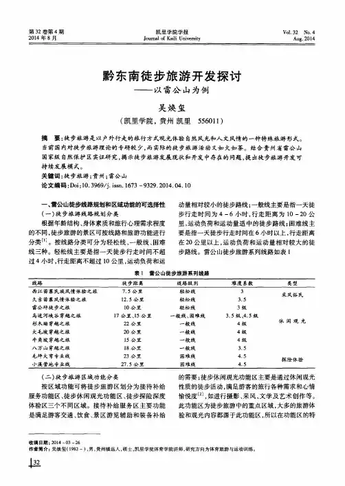 黔东南徒步旅游开发探讨——以雷公山为例