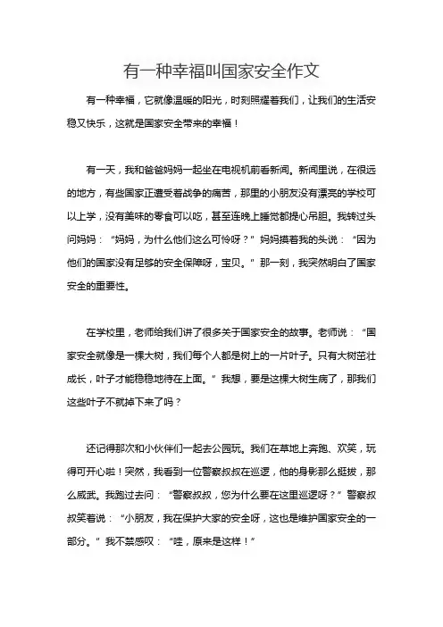 有一种幸福叫国家安全作文