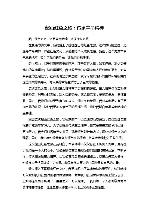 韶山红色之旅心得体会：传承革命精神