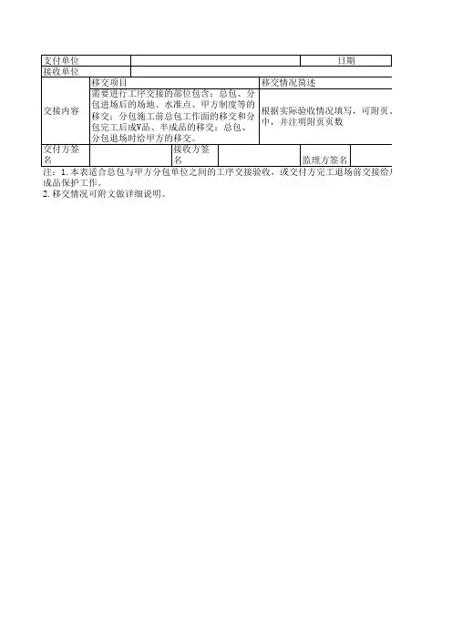 工序交接验收单