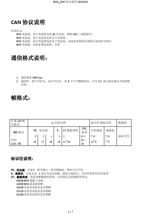 BMS_CAN 协议说明2015418