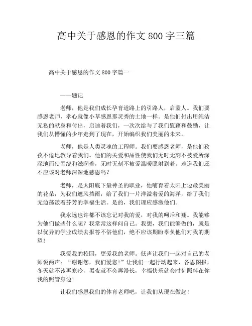高中关于感恩的作文800字三篇
