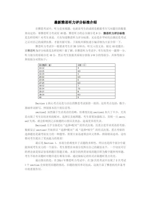 雅思听力评分标准详解