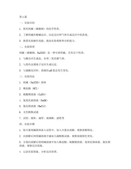 纯碱的性质实验报告(3篇)
