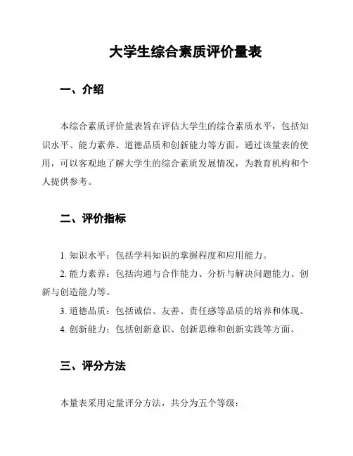 大学生综合素质评价量表