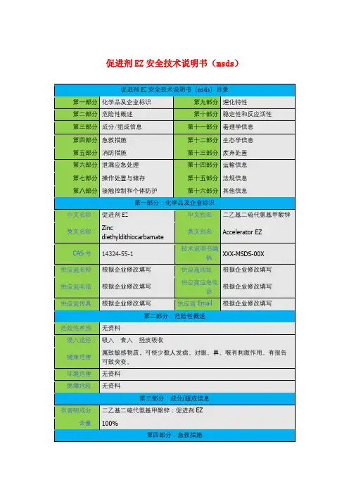 促进剂EZ安全技术说明书(msds)
