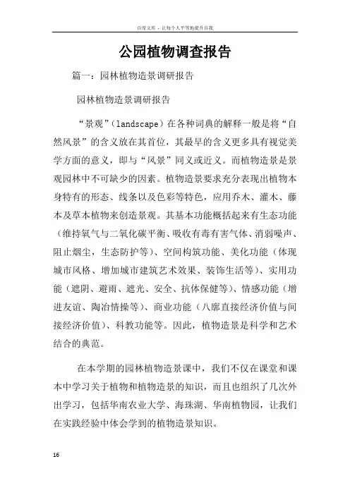 公园植物调查报告