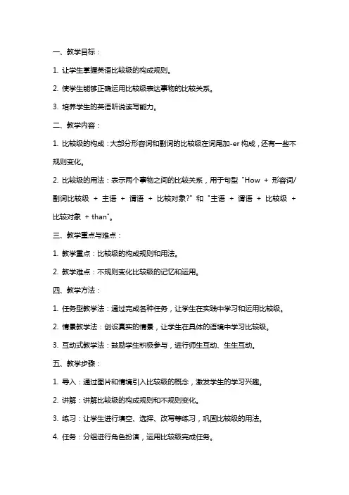 比较级的构成及用法教案