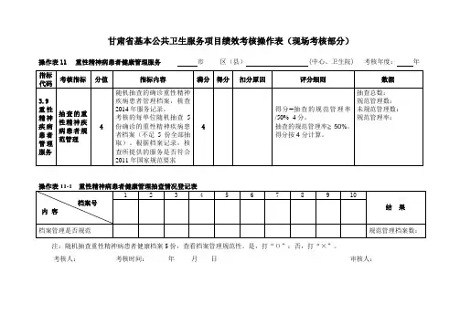 甘肃省基本公共卫生服务项目绩效考核操作表