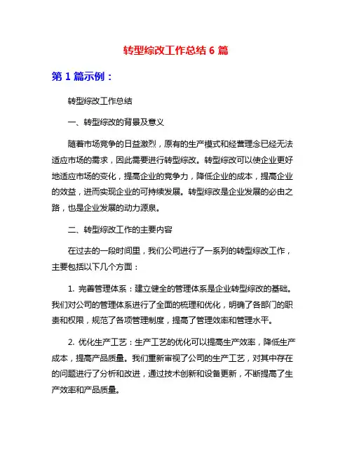 转型综改工作总结6篇
