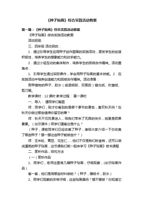 《种子贴画》综合实践活动教案