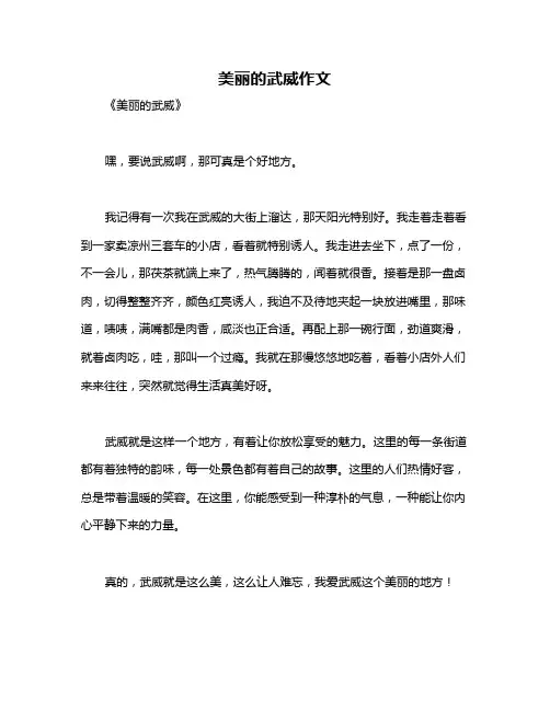 美丽的武威作文