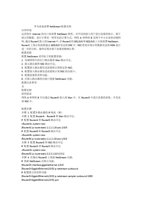 华为设备部署NetStream配置实例
