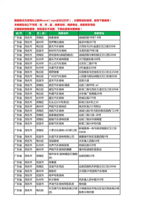 2020新版广东省茂名市音响工商企业公司商家名录名单黄页联系电话号码地址大全192家