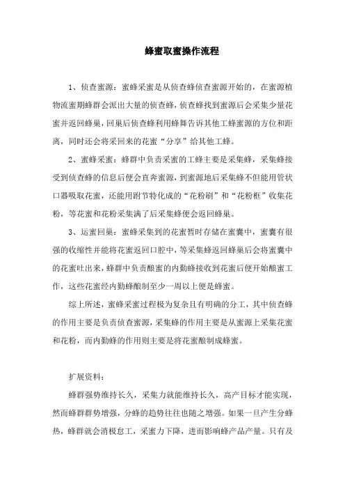 蜂蜜取蜜操作流程
