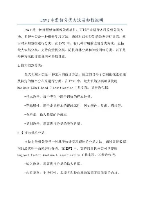 ENVI中监督分类方法及参数说明