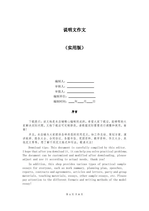 说明文作文模板
