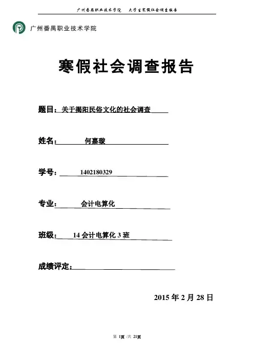 关于揭阳民俗文化的社会调查报告